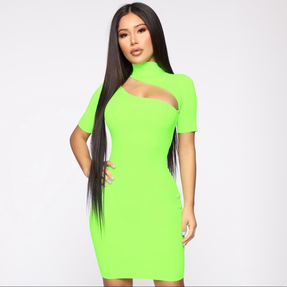 neon green sweater dress